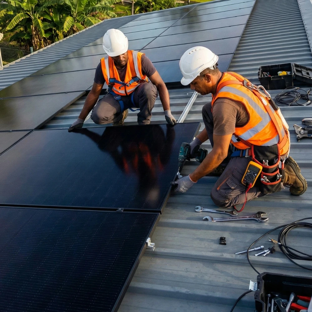 Maison réunionnaise équipée de panneaux solaires